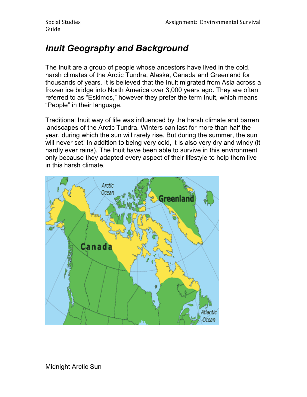 Inuit Geography and Background