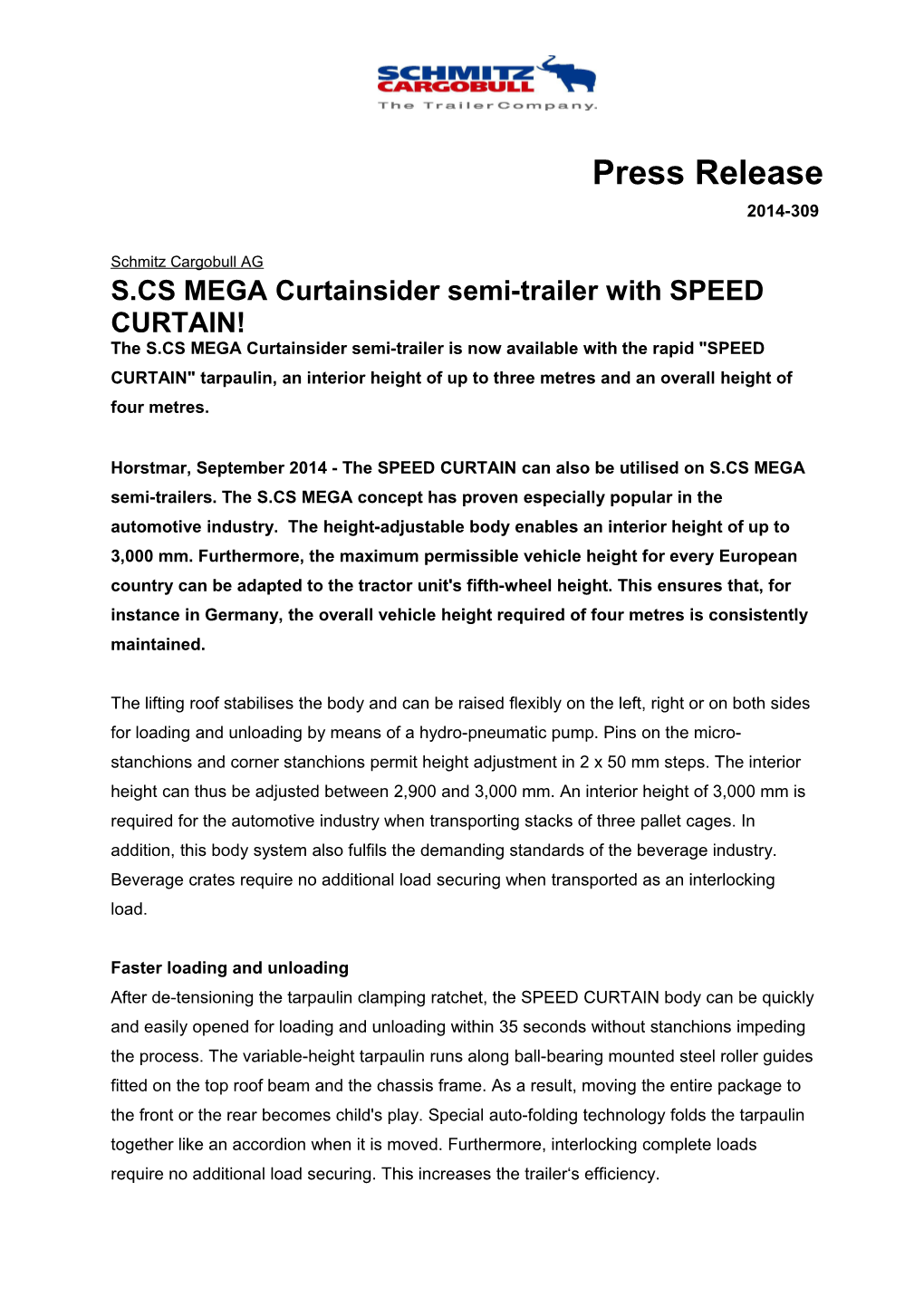 S.CS MEGA Curtainsider Semi-Trailer with SPEED CURTAIN!