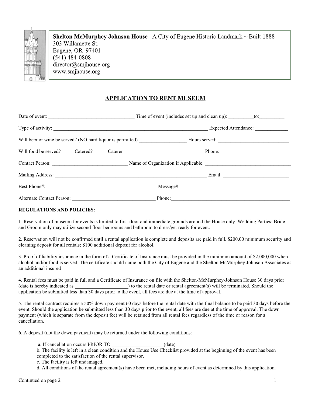 Application to Rent Museum