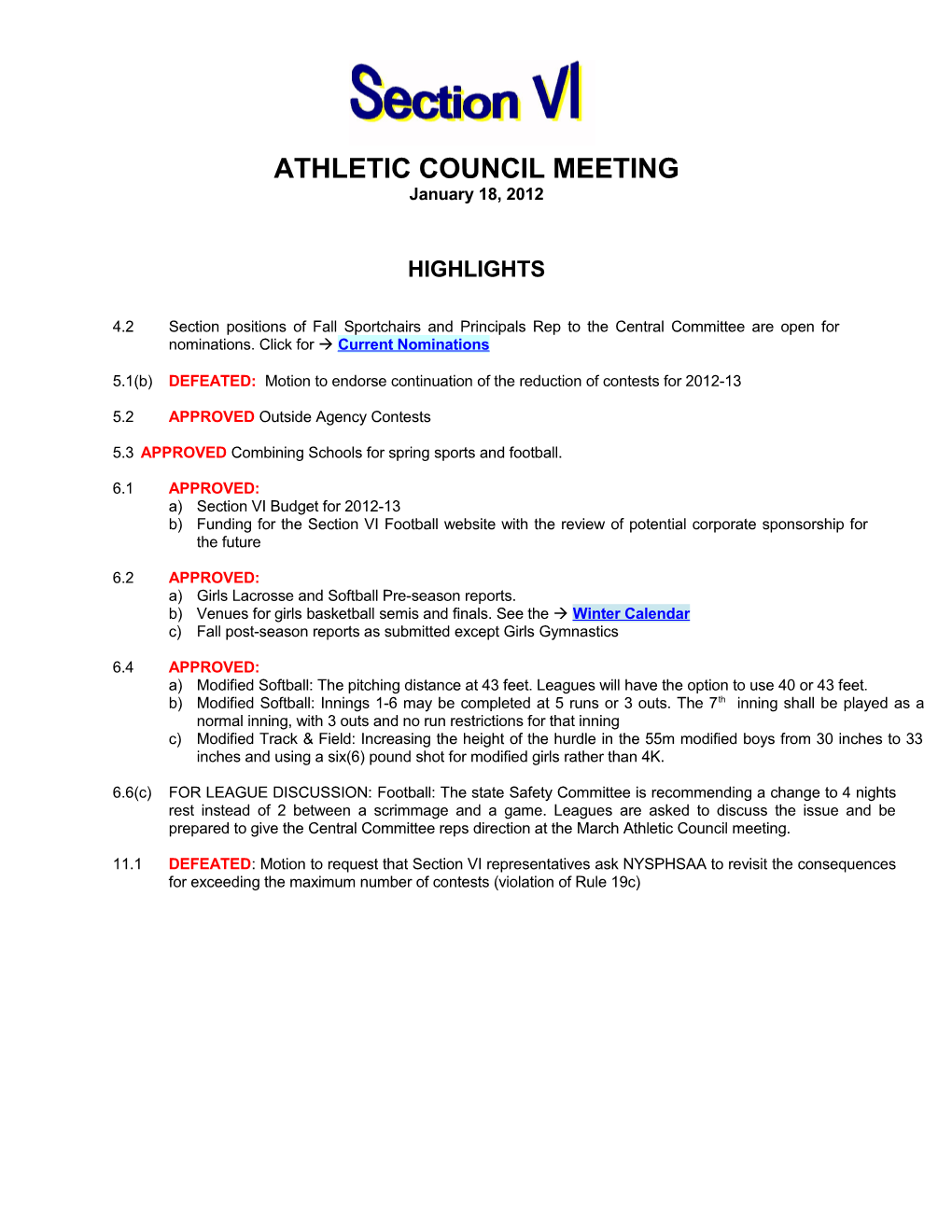 Athletic Council Meeting