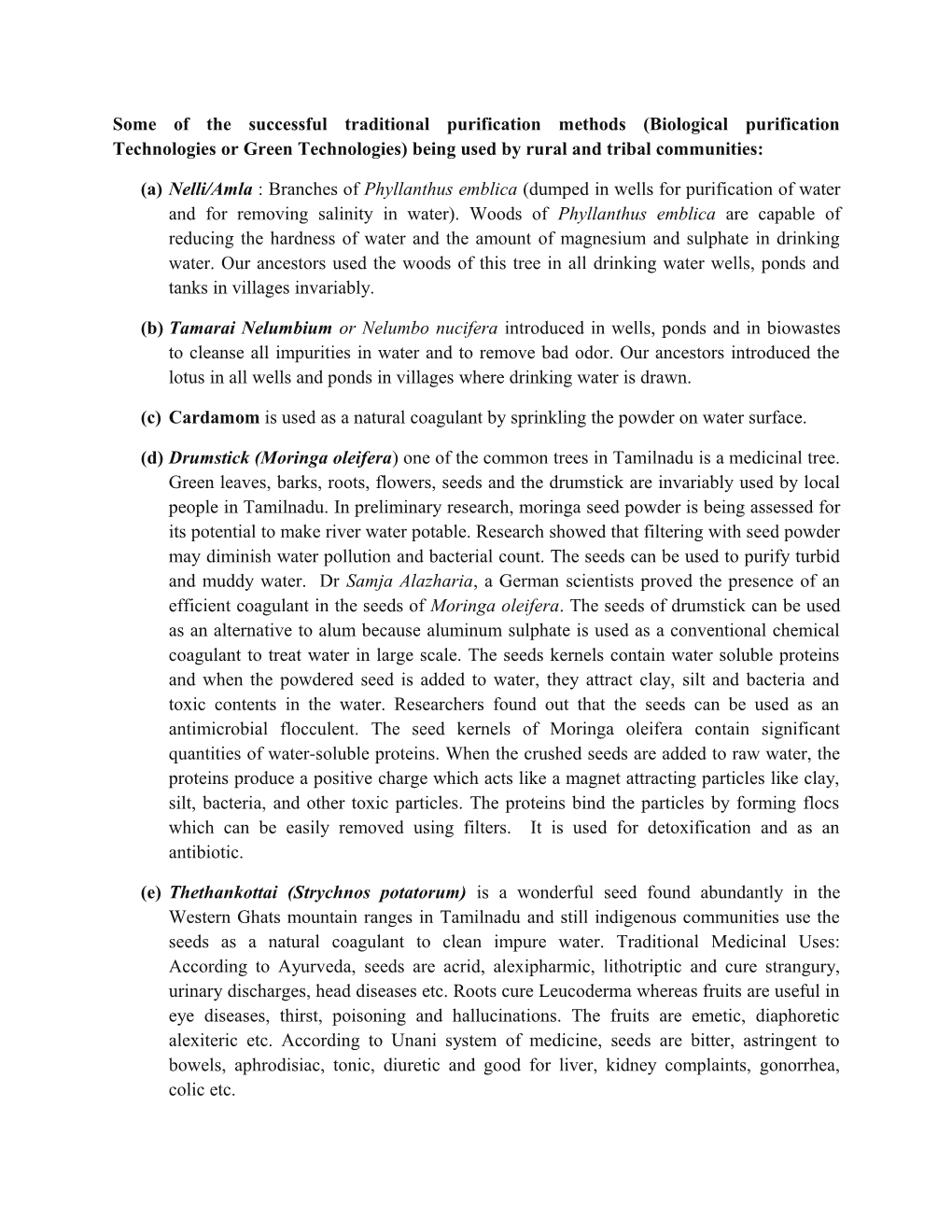 Some of the Successful Traditional Purification Methods (Biological Purification Technologies