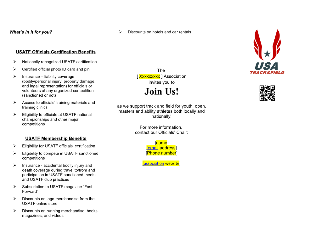 USATF Officials Certification Benefits