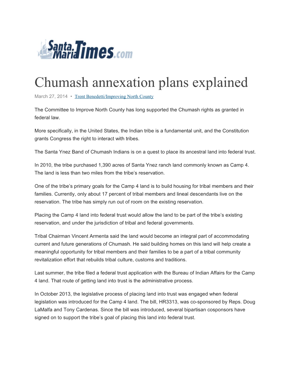 Chumash Annexation Plans Explained