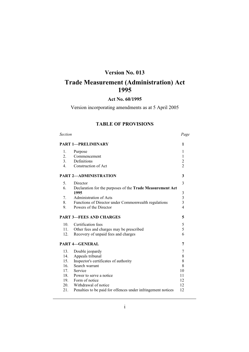 Trade Measurement (Administration) Act 1995