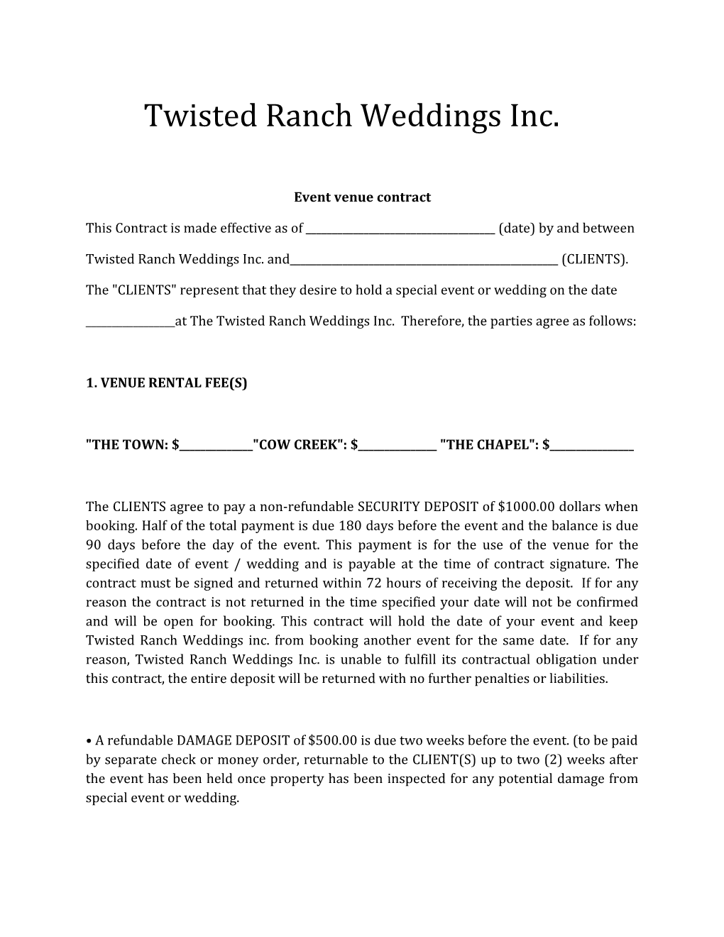 Twisted Ranch Weddings Inc