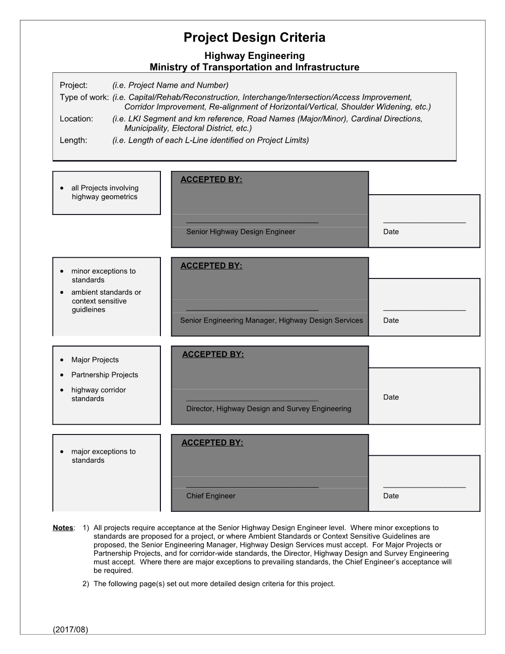 Recommended Design Criteria