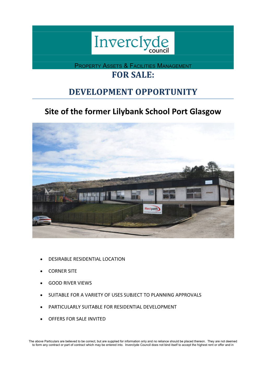Site of the Former Lilybank School Port Glasgow