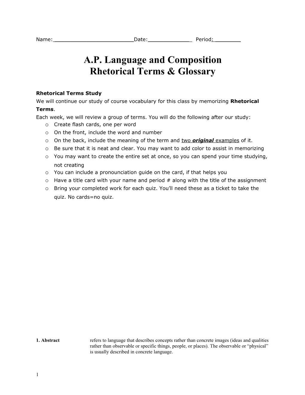 A.P. Language and Composition
