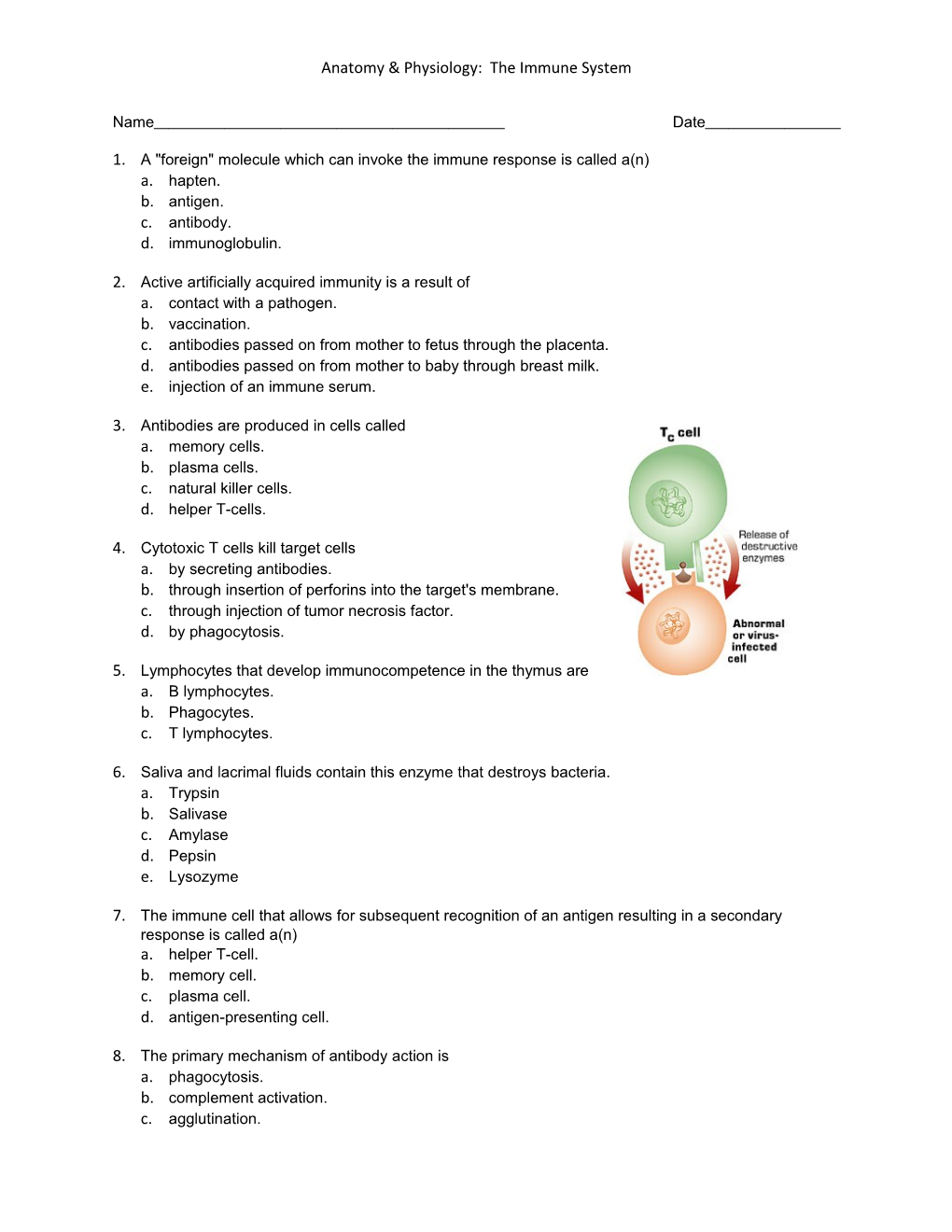 Anatomy & Physiology: the Immune System