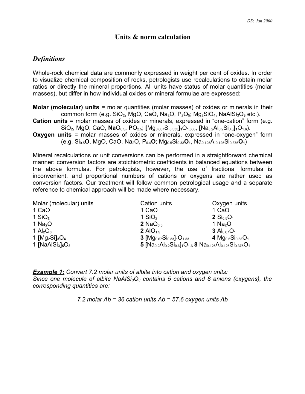 Units & Norm Calculation