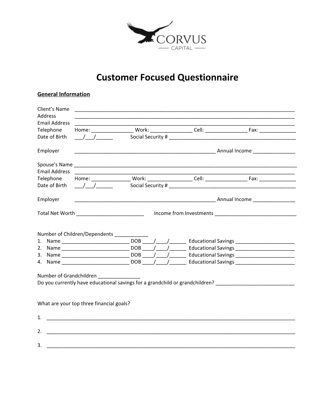 Customer Focused Questionnaire