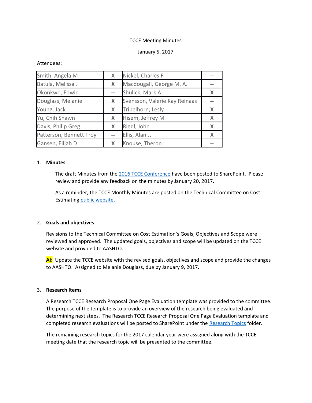 TCCE Meeting Minutes