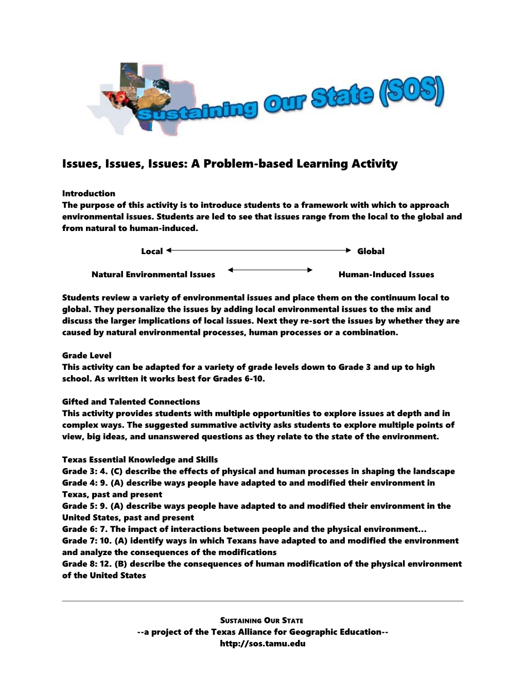 Issues, Issues, Issues: a Problem-Based Learning Activity