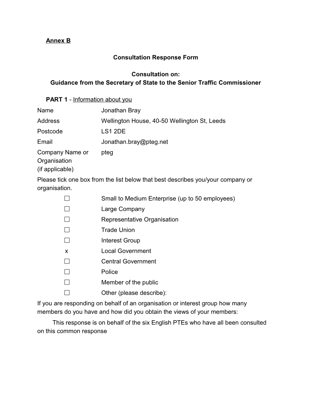 Guidance from the Secretary of State to the Senior Traffic Commissioner