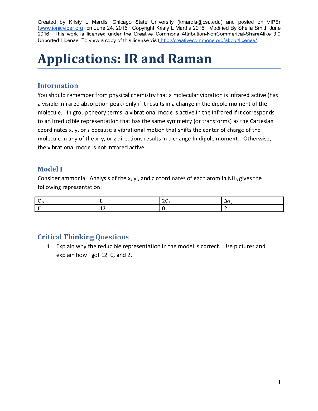 Applications: IR and Raman