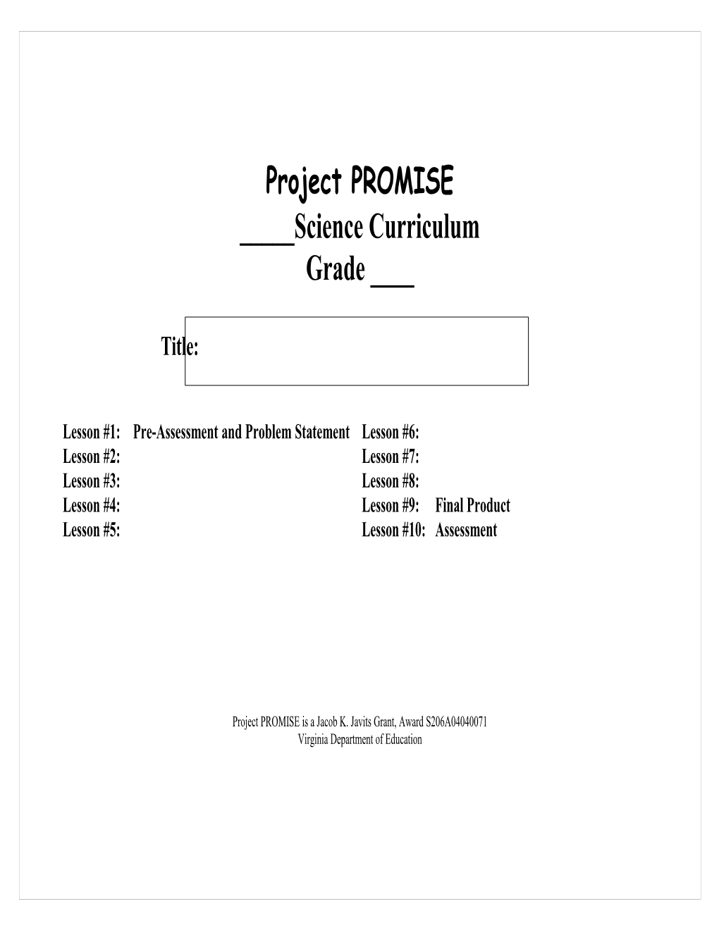 Project PROMISE