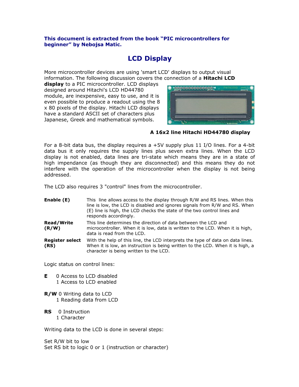 This Document Is Extracted from the Book PIC Microcontrollers for Beginner by Nebojsa Matic