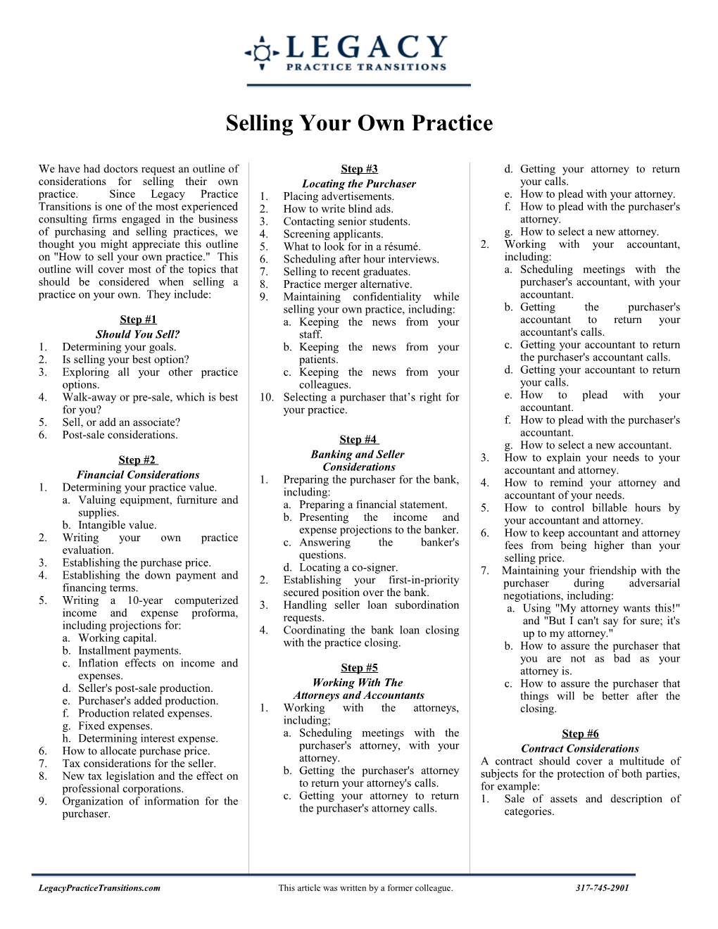 Selling Your Own Practice