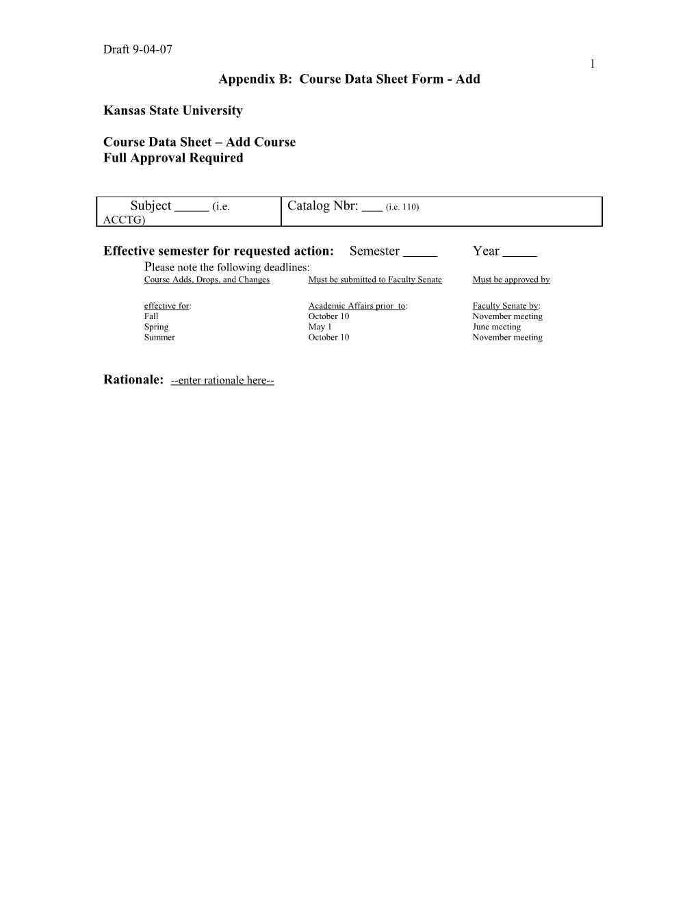 Proposed Changes to the Approval, Routing, and Notification Policy for Course and Curriculum