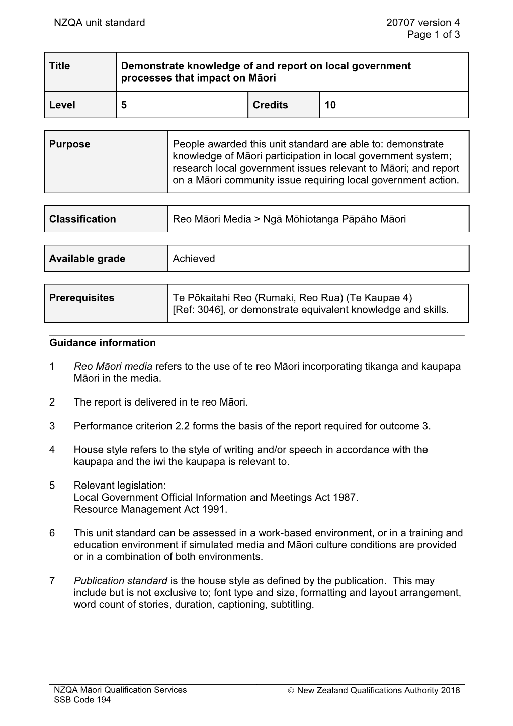 20707 Demonstrate Knowledge of and Report on Local Government Processes That Impact on Māori