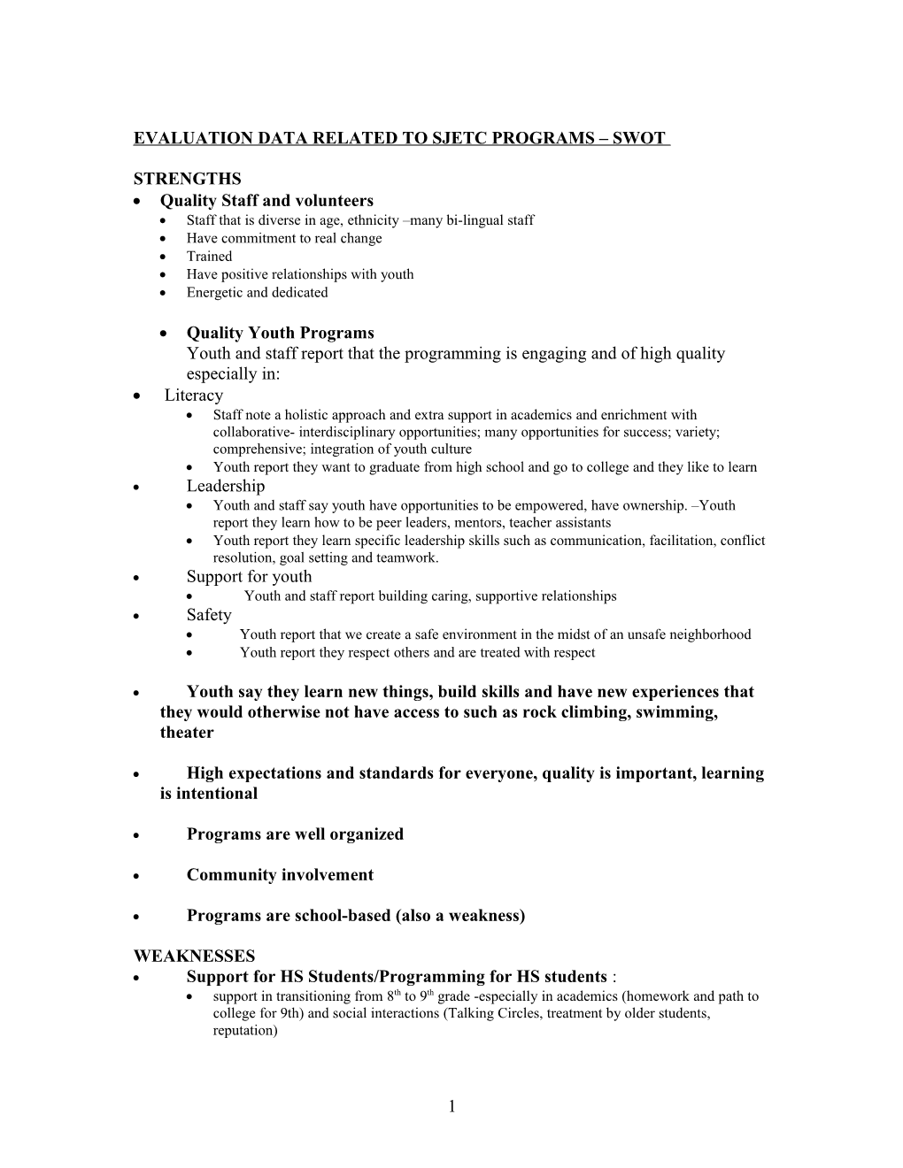 Programmatic Focus Group with Safety and Support December 4, 2003 1:30-3 Pm