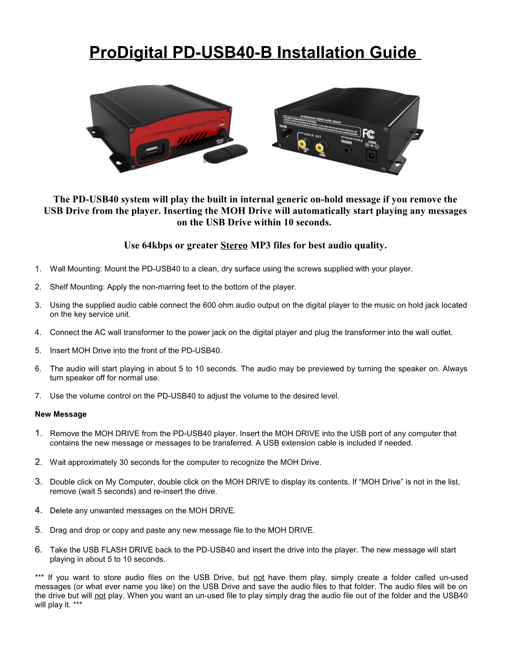 Prodigital Manufacturing PD-USB60 Quick Start Guide