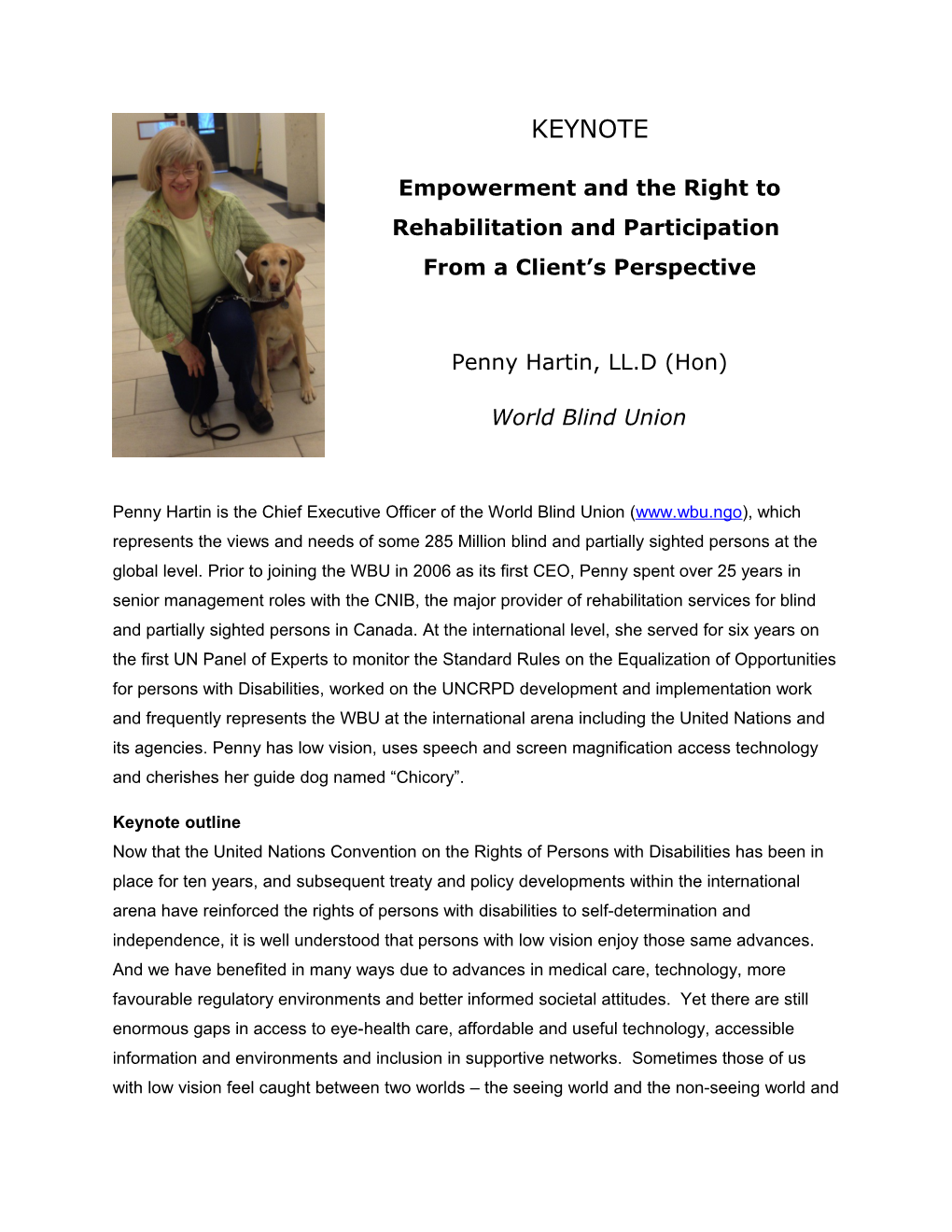 Empowerment and the Right to Rehabilitation and Participation