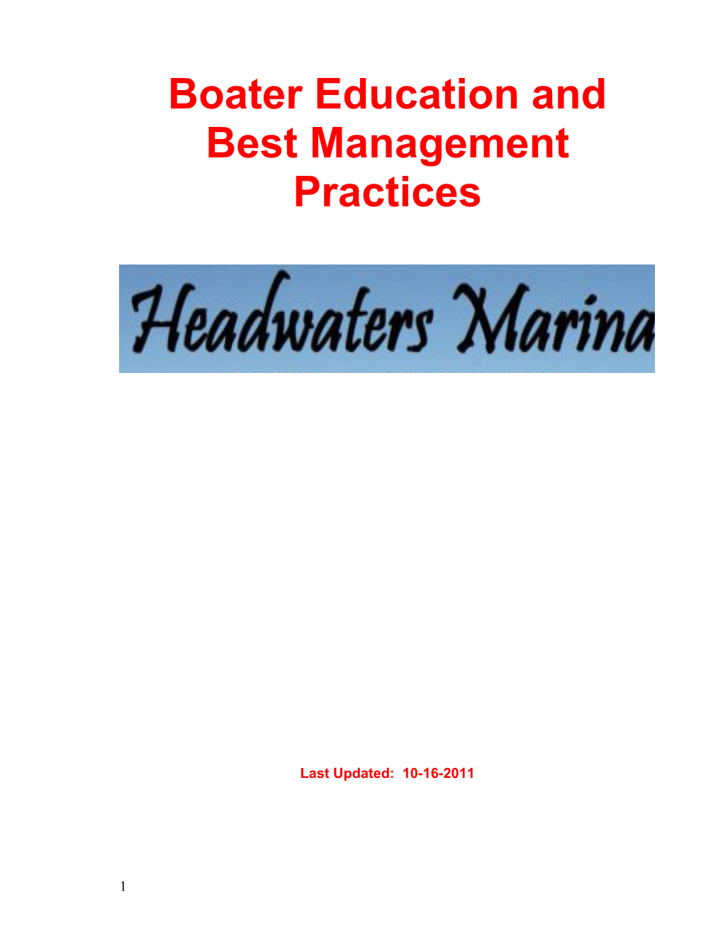 Boater Education and Best Management Practices