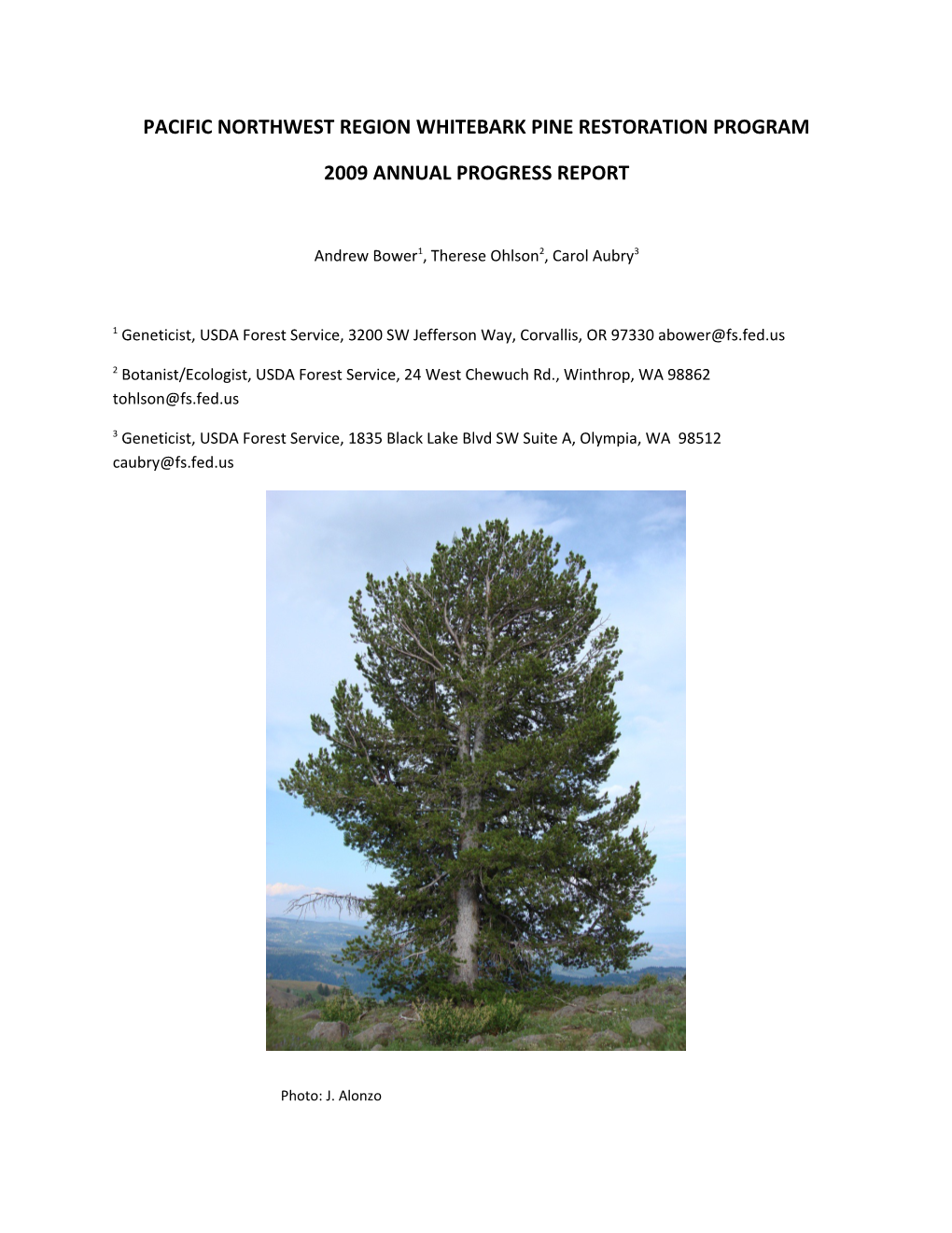 Pacific Northwest Region Whitebark Pine Restoration Program
