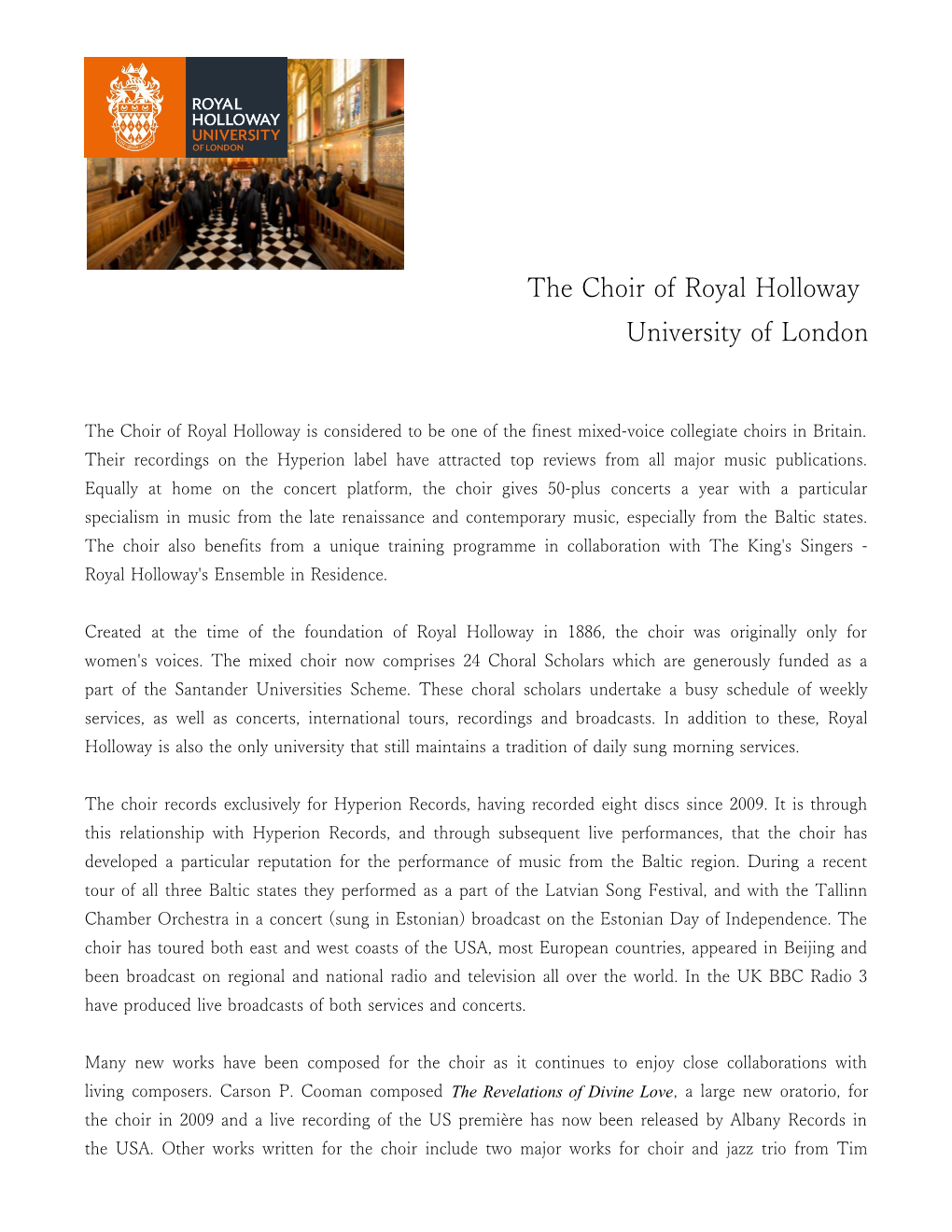 The Choir of Royal Holloway, University of London