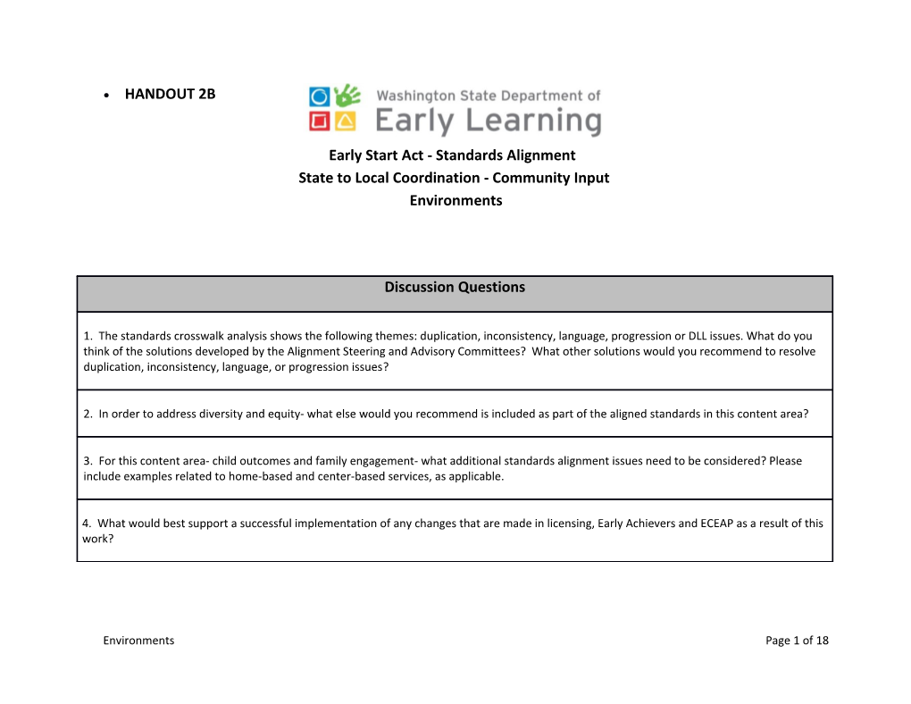 Early Start Act- Standards Alignment