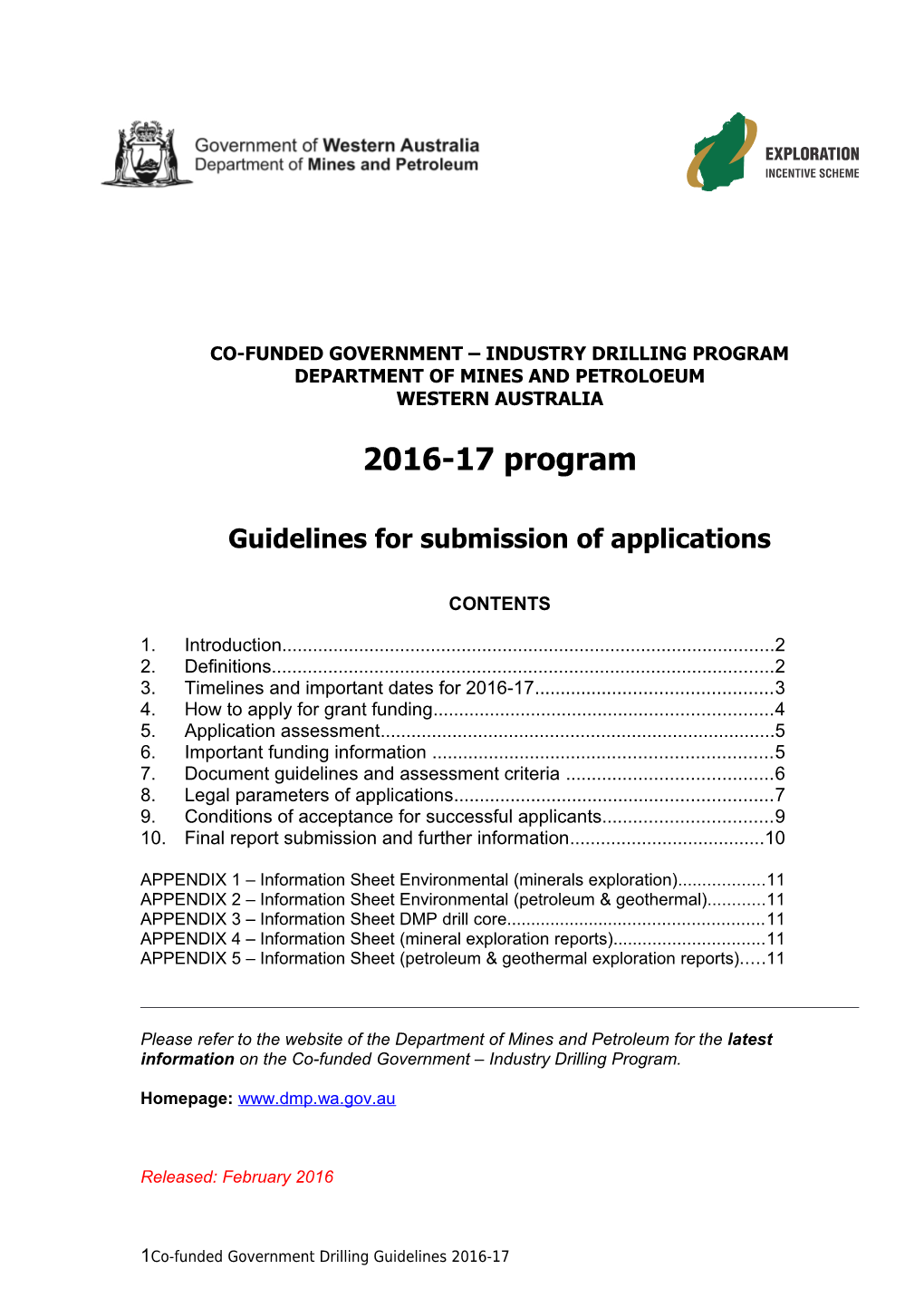 WA Co-Funding Drilling Guidelines Proforma Round 9 2014-15