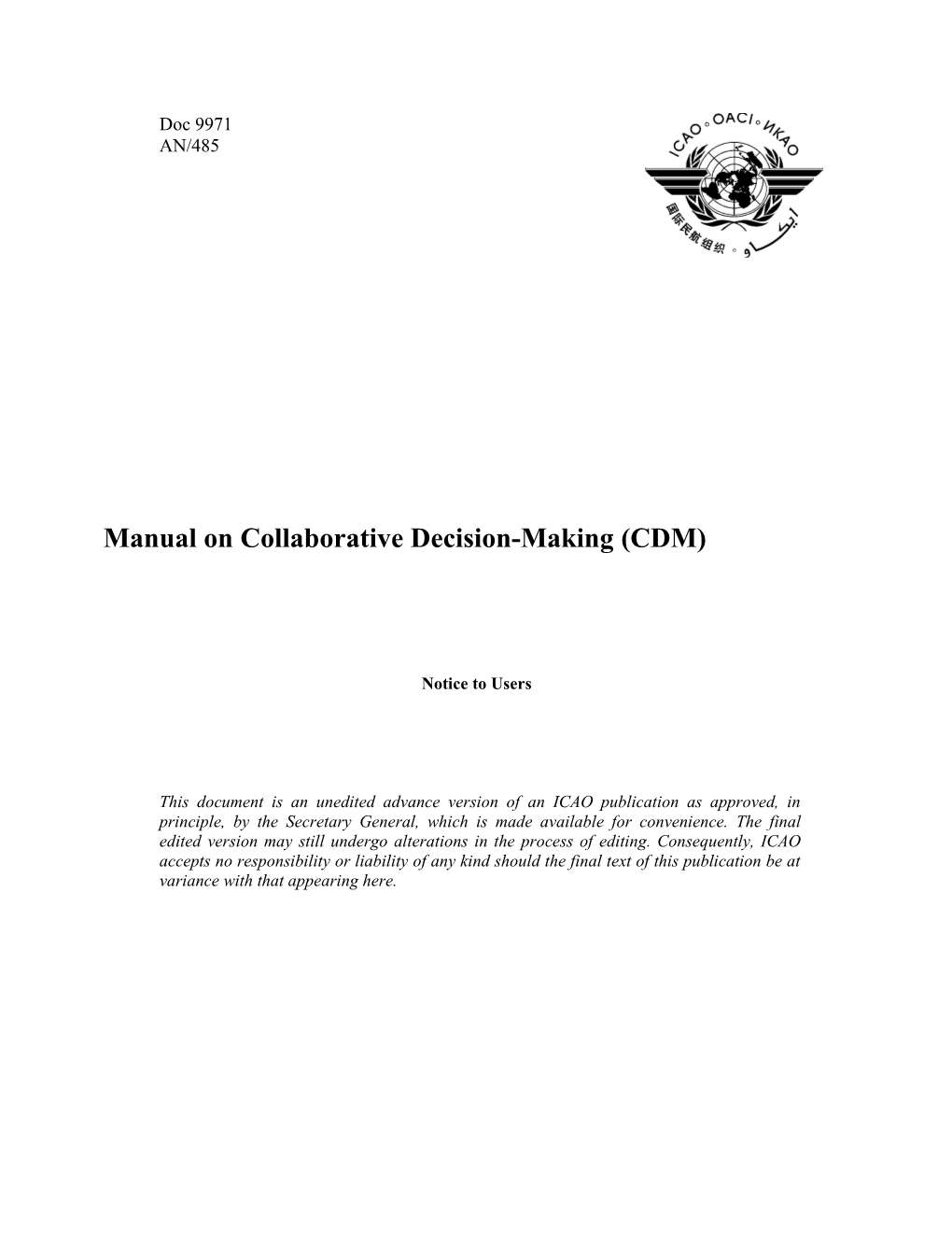 ICAO Doc 9971 CDM Manual