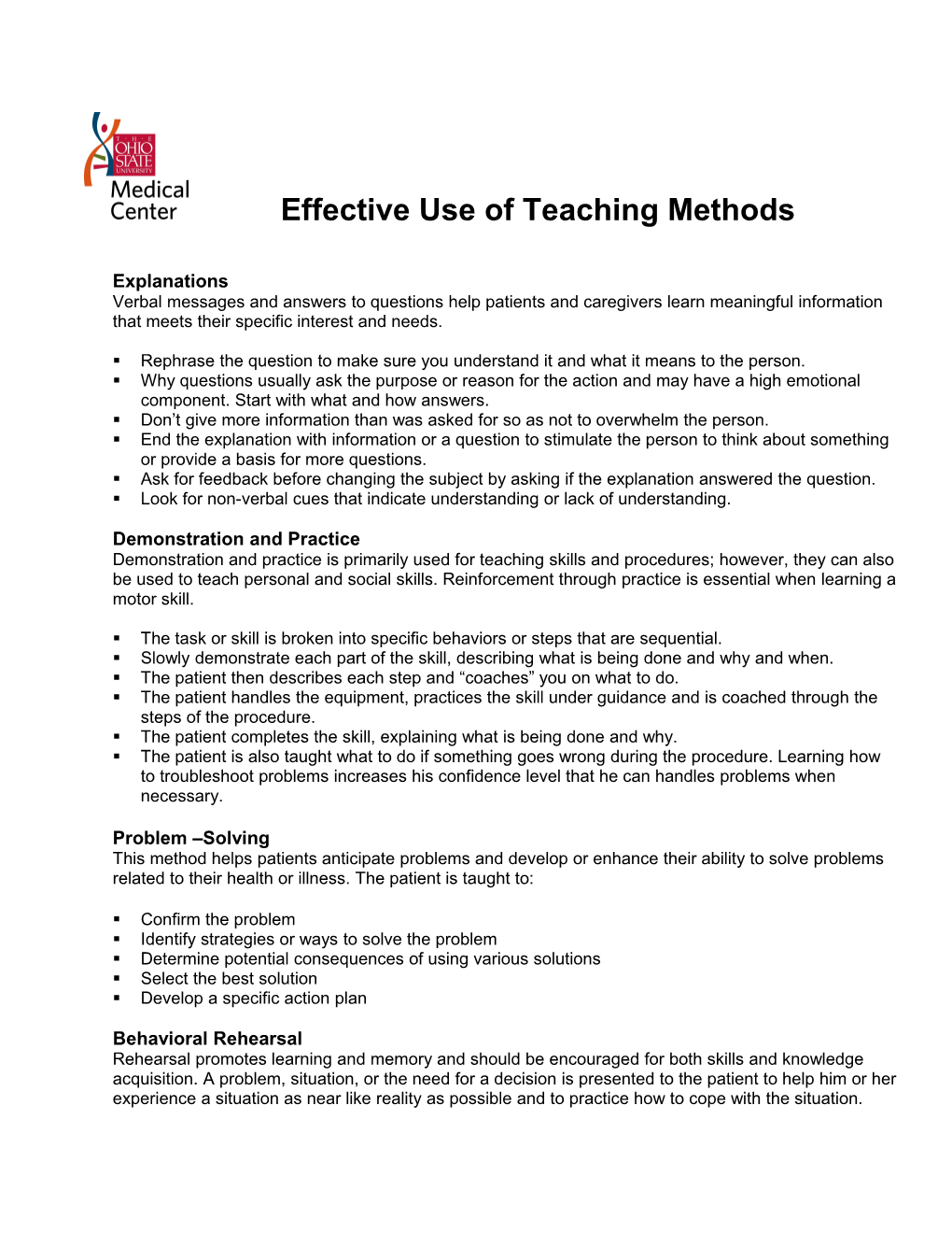 Effective Use of Teaching Methods