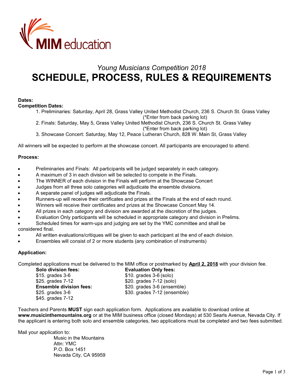 Schedule, Process, Rules & Requirements
