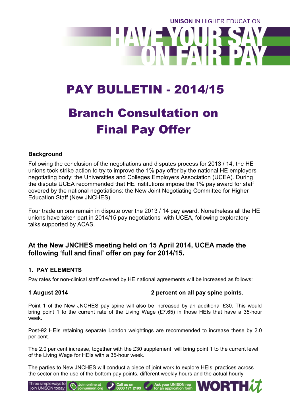HE Branch Consultation April 2014