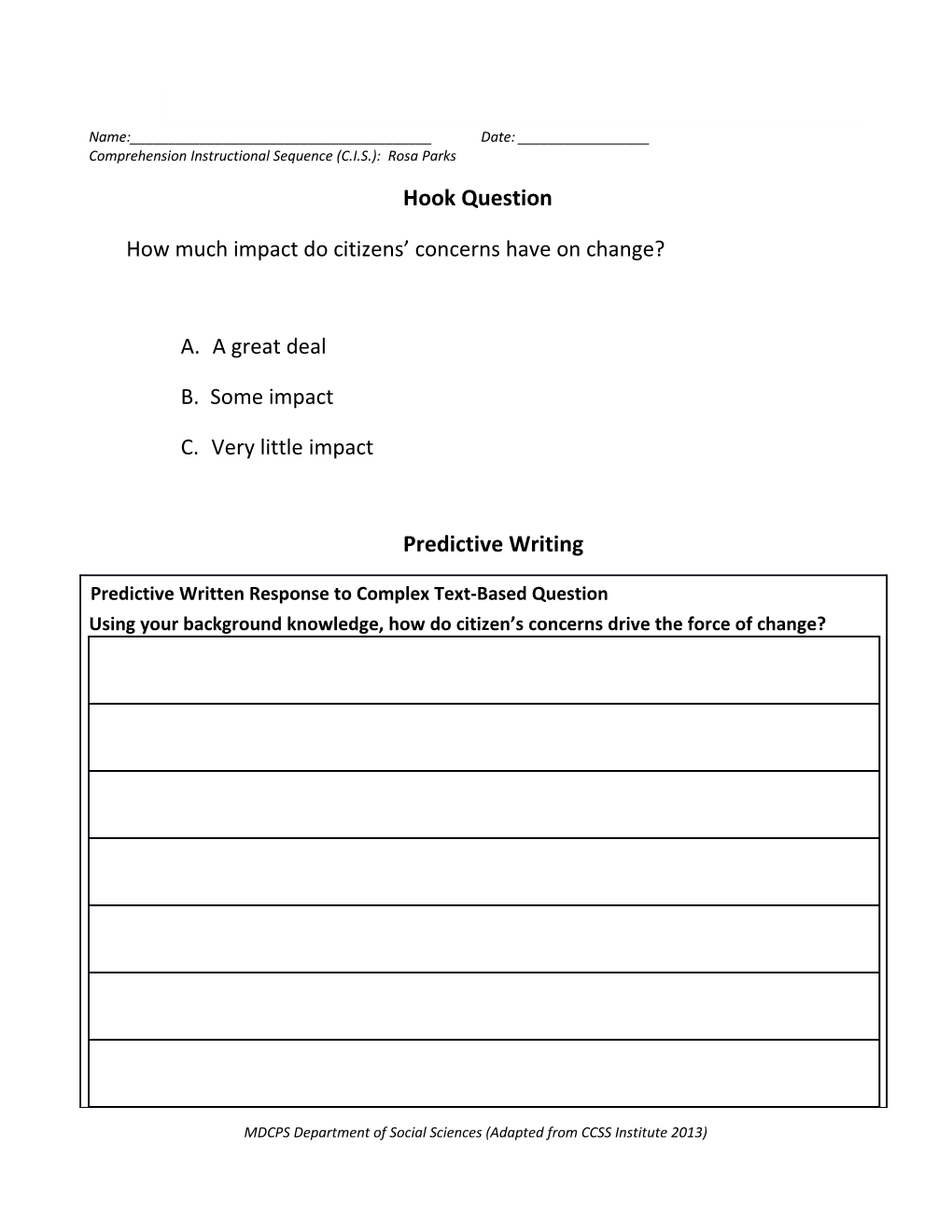 CIS Student Sheet - Using Force and Motion - Elementary