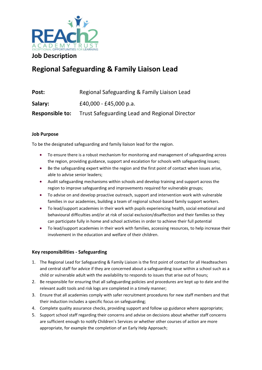 Regional Safeguarding & Family Liaison Lead