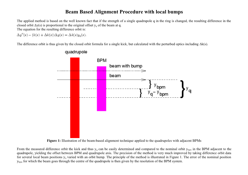 Beam Based Alignment Procedure with Local Bumps
