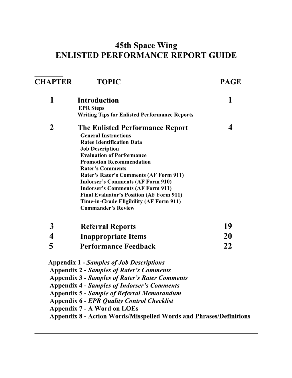 45Sw Enlisted Performance Report Guide
