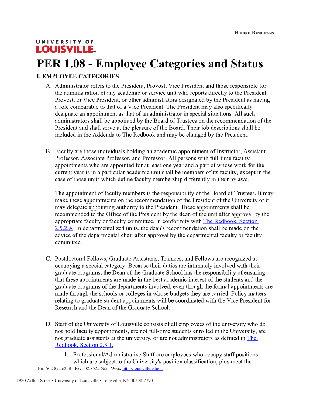 Employee Categories and Status