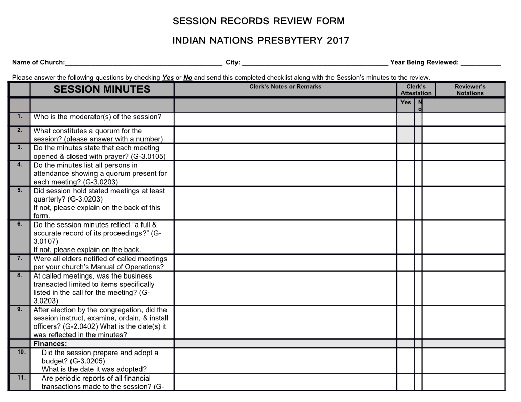 Session Records Reviewform