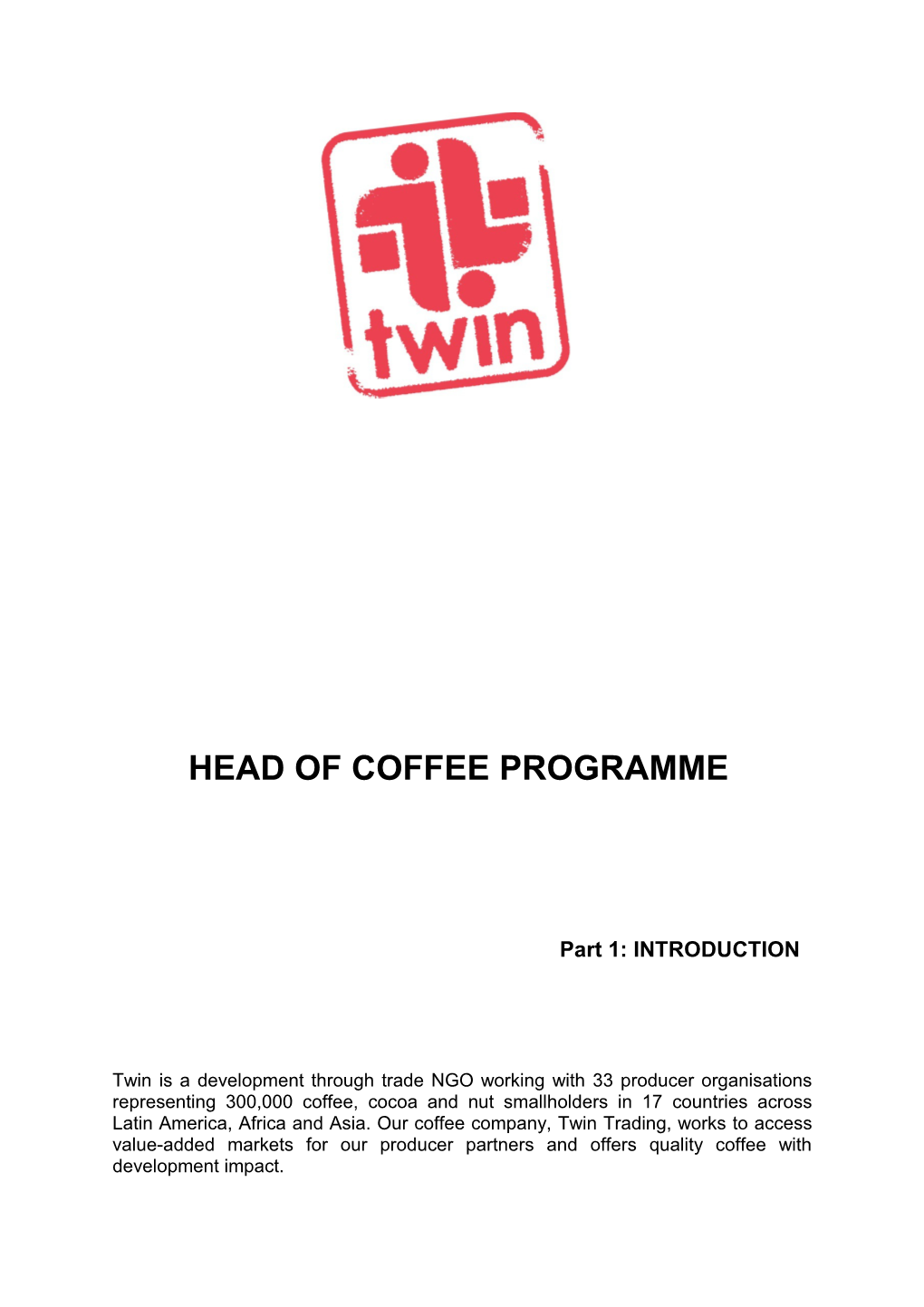 Head of Coffee Programme