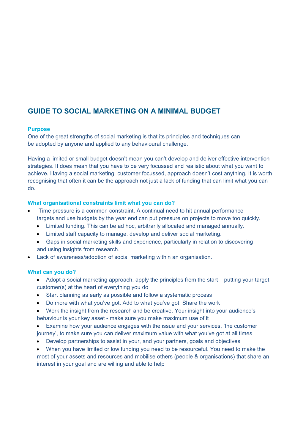 Guide to Social Marketing on a Minimal Budget