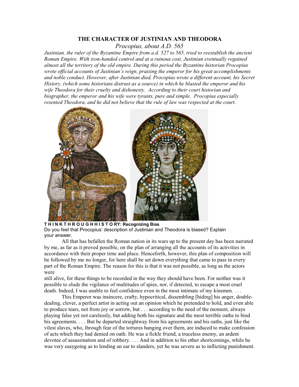 The Character of Justinian and Theodora