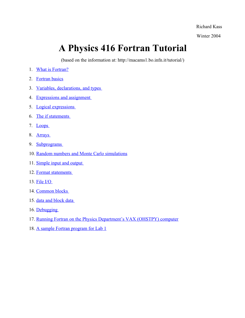 A Physics 416 Fortran Tutorial