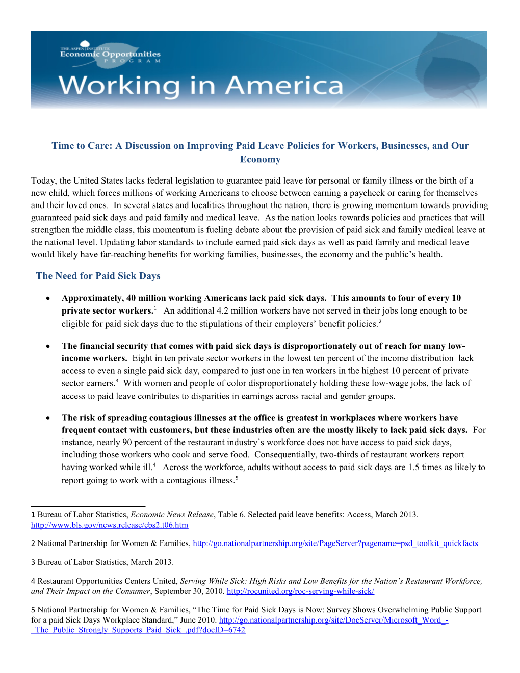 Time to Care: a Discussion on Improving Paid Leave Policies for Workers, Businesses, And