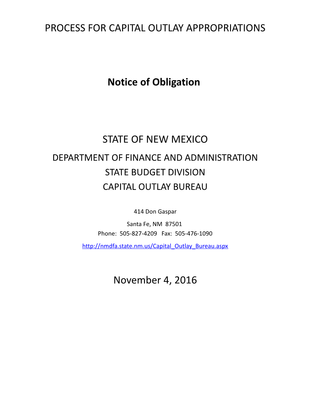 Process for Capital Outlay Appropriations