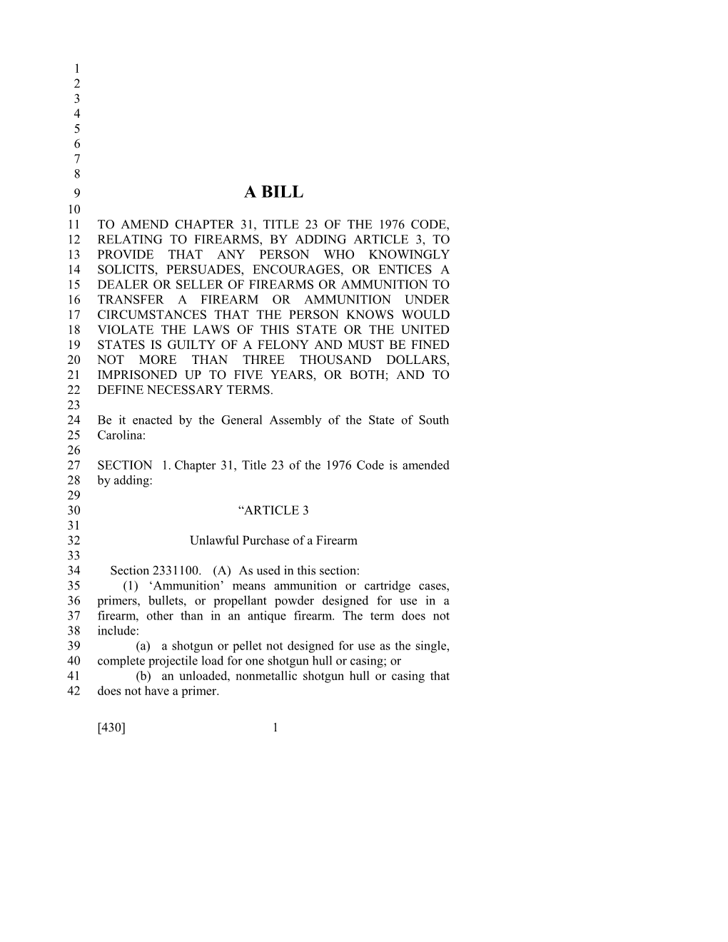 2017-2018 Bill 430 Text of Previous Version (Feb. 16, 2017) - South Carolina Legislature Online