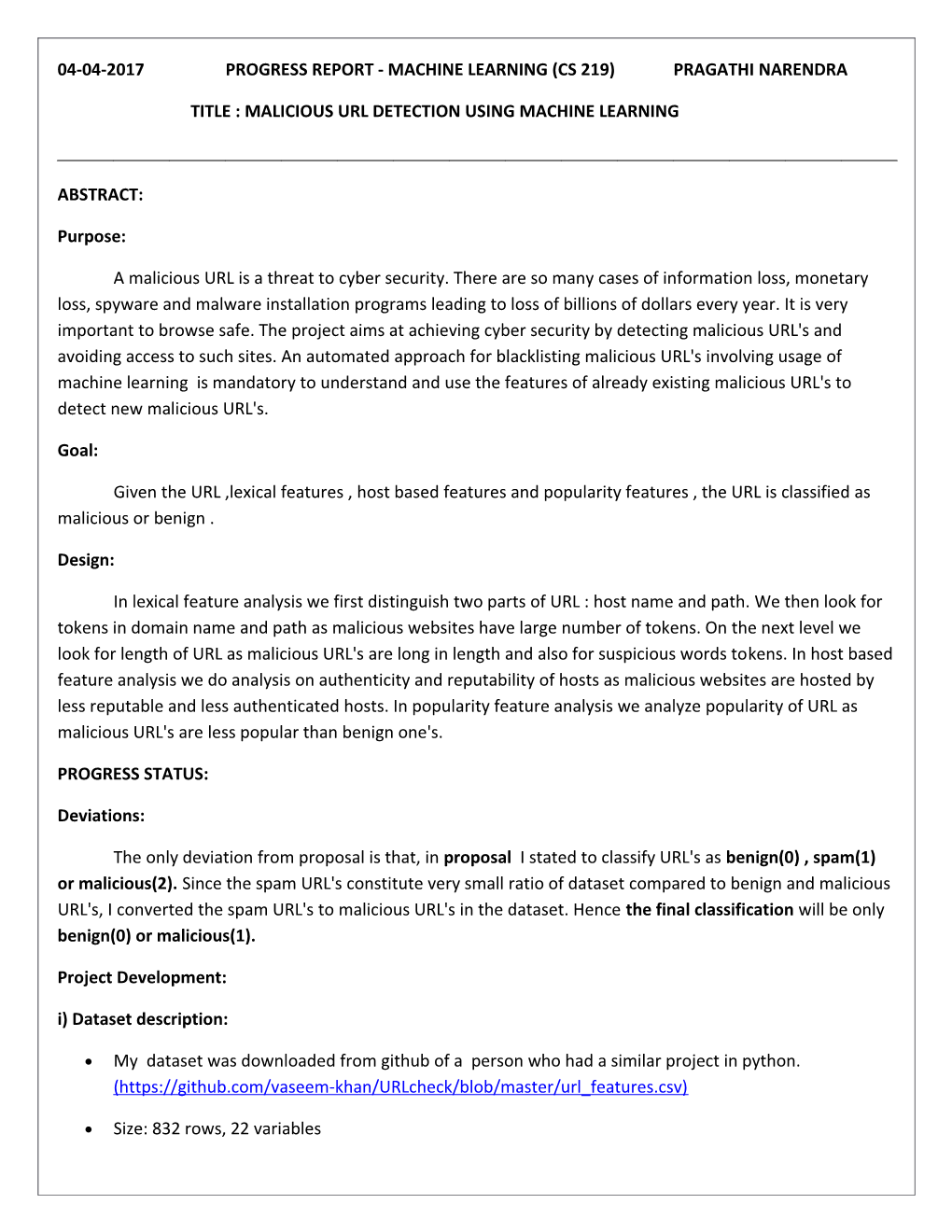 Title : Malicious Url Detection Using Machine Learning